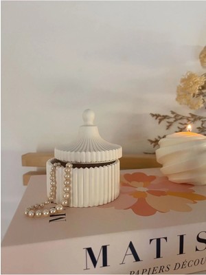 Bernami Düğün Pinterest Dekoratif Kapaklı Beton Kutu Organizer , Takı Kutusu Makyaj Pamuk Kutusu