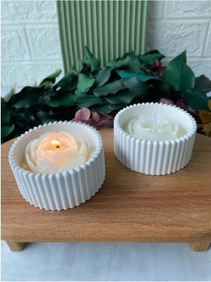 Bernami Düğün Pinterest 2'li Dekoratif Mumluk Beton Kase Mum