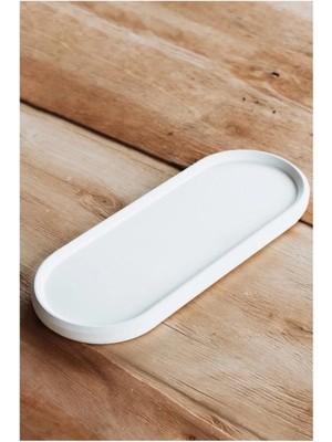 Bernami Düğün Pinterest Dekoratif Uzun Beton Tepsi Altlık Biblo - Beyaz