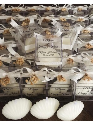 Bernami Düğün Pinterest Istiridye Mum Süslemeli Söz,nişan,nikah,sünnet,kına,baby Shower - 10 Adet