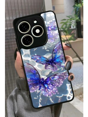 Snacase Tecno Spark 20 - 20C Uyumlu Pembe Çiçek Tasarımlı Parlak Silikon Kılıf