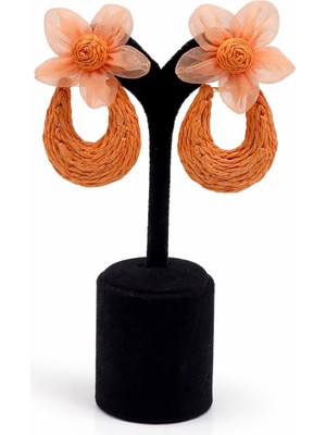 Pangu Lak Kaplama Çiçek Detaylı Kağıt Ip Küpe