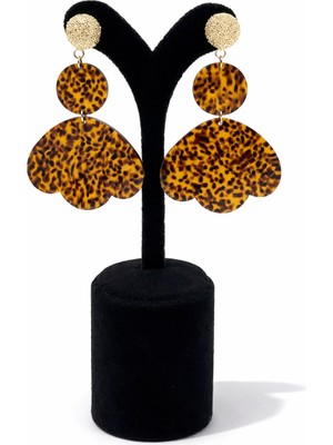 Pangu Leopar Desenli Lak Kaplama Akrilik Küpe