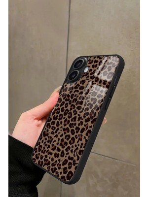 Snacase Apple iPhone 16 Plus Uyumlu Kahverengi Leopar Tasarımlı Glossy Silikon Kılıf