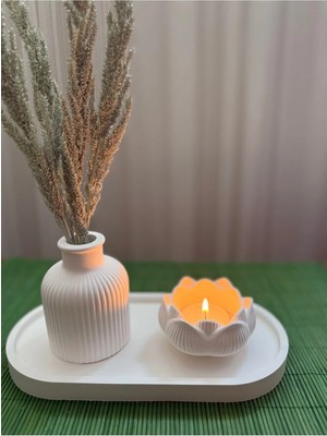 Bernami Şamdan Pinterest Biblo Pampas Iskandinav Mini Kuru Çiçek Vazosu ve Lotus Tealight Mumluk Set