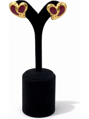 Pangu Kalp Figürlü Renkli Mineli Çelik Küpe