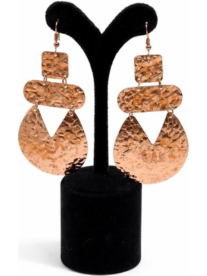 Pangu Bakır Çekiç Dokulu Geometrik Sallantılı Küpe