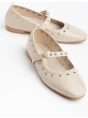 Shemard Kadın Bej Rugan Gold Detaylı Baretli Babet