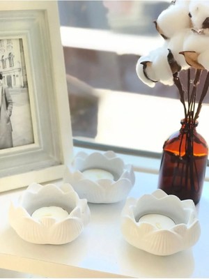 Bernami Düğün Pinterest Lotus Çiçeği Dekoratif Mumluk - 3 Adet