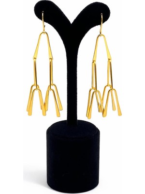 Pangu Lak Kaplama Geometrik Zincir Formlu Sallantılı Küpe