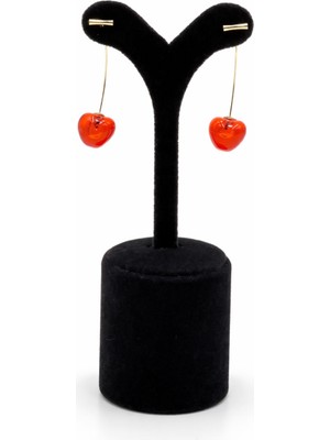 Pangu Lak Kaplama Kırmızı Akrilik Kiraz Formlu Sallantılı Küpe