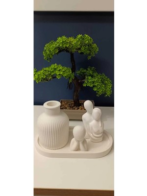 Bernami Mevlüt Pinterest Iskandinav Vazo ve Sarılan Çift Sevgili Biblosu Dekoratif Beton Tepsi Çocuk Figür 4'lü Set