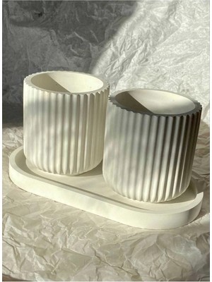 Bernami Şamdan Pinterest 3'lü Biblo Sunum Tepsi Çizgi Organizer Set