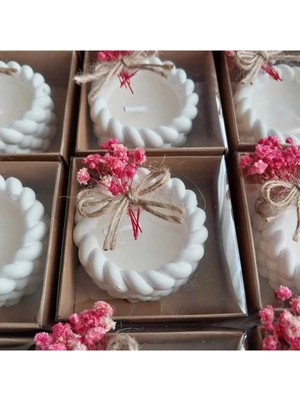 Bernami Dekoratif Pinterest Hediyelik Burgulu Mum Kutuda Süslenmiş Dekoratif Nişan Söz Doğum -10 Adet