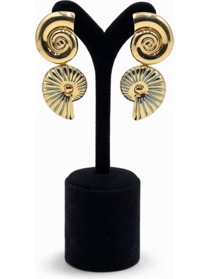 Pangu Lak Altın Kaplama Deniz Kabuğu Formlu Sallantılı Küpe