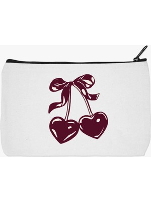 Özgürce Renkli Kiraz Desenli Su Geçirmez Çok Amaçlı Çanta, Kalemlik ve Cüzdan Uyumlu