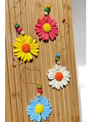 Bernami Kdekoratif Pinterest 4 Adet Papatya Duvar Bahçe Balkon Süsü - Renkli Çiçek Duvar Süsü