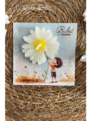 Bernami Kdekoratif Pinterest 10 Adet Özel Tasarlanmış Kart ve Papatya Mum. Bebek Doğum, Babyshower, Doğum Günü, Hediyelik