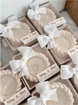 Bernami Kdekoratif Pinterest Kdekoratif Nişan Kdekoratif Isime Etiket Süsleme Kurdele Kutulu Burgu Model Mum Beyaz - 1 Adet