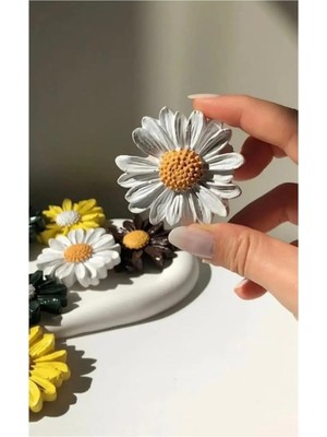 Bernami Düğün Pinterest 4’lü Papatya Magnet , Buzdolabı Magneti Beyaz Dekoratif Obje El Yapımı