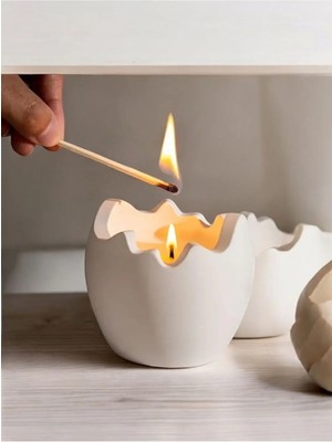 Bernami Düğün Pinterest Dekoratif Yumurta Görünümlü 2 Parça - Kapaklı Mumluk