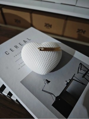 Bernami Düğün Pinterest Dekoratif Kalp Şeklinde Mum - Beyaz, Petek Desenli