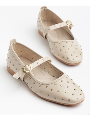 Shemard Kadın Bej Rugan Baretli Tokalı Babet