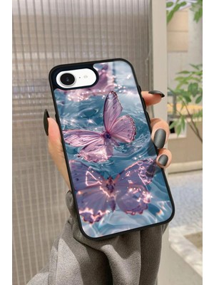 Snacase Apple iPhone 16E Uyumlu Pembe Kelebek Tasarımlı Parlak Silikon Kılıf