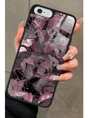 Snacase Apple iPhone 6 Plus Uyumlu Pembe Kelebek Tasarımlı Parlak Silikon Kılıf