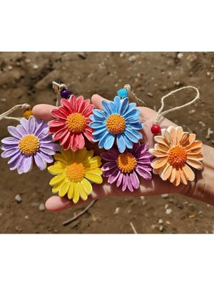 Bernami Mevlüt Pinterest Renkli Papatya Ağaç, Duvar, Bahçe, Balkon, Dekorasyon Süsü 5'li Set Karışık Renkler