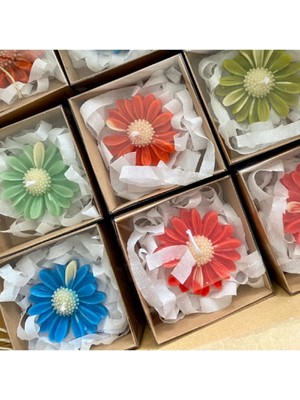 Bernami Kdekoratif Pinterest 24 Adet Kraft Kutulu Papatya Çiçeği Mum Hediyelik, Nişan, Düğün, Sünnet, Söz, Kına, Doğum Günü