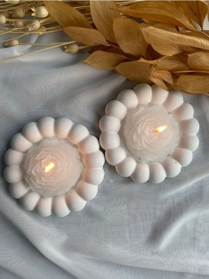 Bernami Kdekoratif Pinterest 2'li Şakayık Mum ve Buble 2'li Dekoratif Tabak