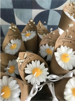 Bernami Kdekoratif Pinterest 15 Adet Papatya Kokulu Buket Mumler, Düğün, Nişan, Söz, Kadınlar ve Anneler Günü Hediyesi