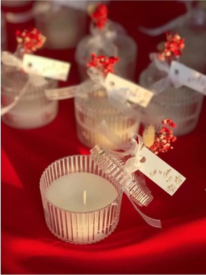 Bernami Kdekoratif Pinterest Söz- Nişan Hediyelik Mika Kutu Kırmızı Cipsolu Mum 50’li