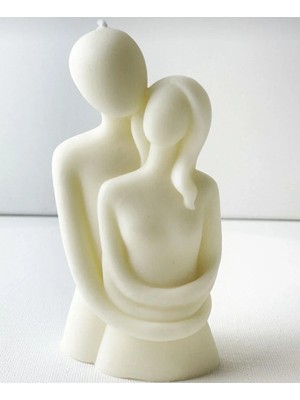 Bernami Kdekoratif Pinterest Aşık Çift Büstü Kokulu Mum Beyaz - Sevgililer Mumu
