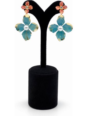 Pangu Lak Altın Kaplama Mine Boyama Çiçek Küpe