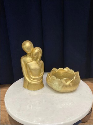 Bernami Düğün Pinterest Altın Gold Rengi Sarılan Çift, Lotus Mumluk Seti
