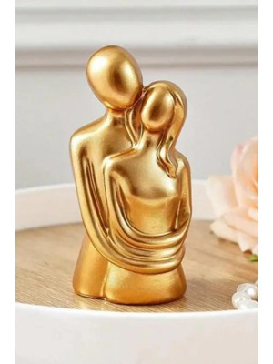 Bernami Mevlüt Pinterest 10.7 cm Gold Renk Sonsuz Aşk Sarılan Sevgili Biblosu 1 Adet Hediyelik Heykel Biblo Dekoratif Obje