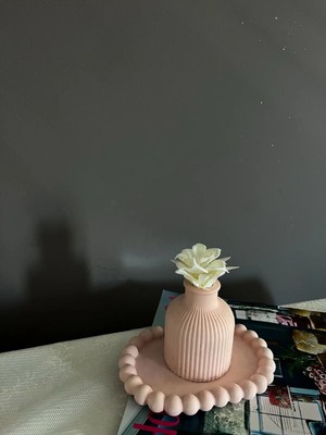 Bernami Şamdan Pinterest Biblo Set, Oval Bubble Tabak ve Çizgili Vazo