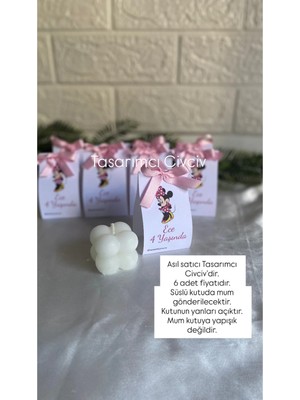 Bernami Kdekoratif Pinterest Minnie Mouse Pembe Mum Hediyelik, Doğum Günü Bebek Hediyeliği 6 Adet