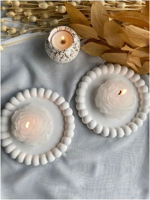 Bernami Biblo Pinterest 2'li Şakayık Mum ve Buble 2'li Biblo Tabak