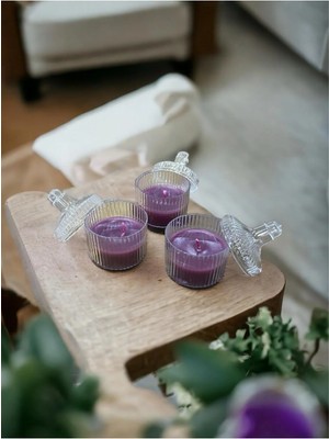 Bernami Kdekoratif Pinterest 3'lü Paket Dekoratif Mum Kapaklı Mika Kutu - Kokulu Mum - Özel Günlere Hediyelik