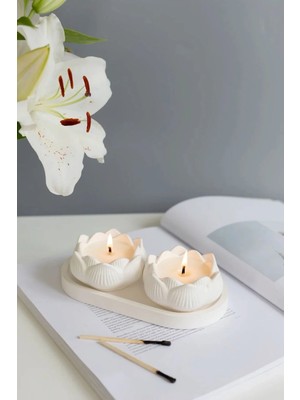 Bernami Şamdan Pinterest Biblo Lotus Model Kokulu Tabaklı Mum Seti
