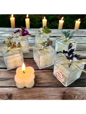 Bernami Nikah Pinterest Doğal Çiçekli Bubble Mum Düğün, Nişan, Nikah Şekeri Hediyeliği (20 Adet)