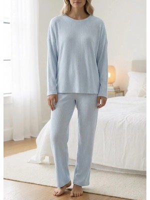 North Stand Kadın Fitilli Uzun Kol Rahat Pijama Takım