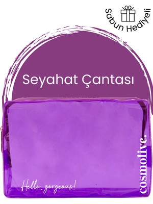 Özgürce Şeffaf Seyahat Cilt Bakım ve Makyaj Düzenleyici Çanta, Pvc Mor, Large