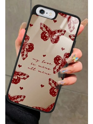 Snacase Apple iPhone 6s Plus Uyumlu Kırmızı Kelebek Tasarımlı Parlak Silikon Kılıf