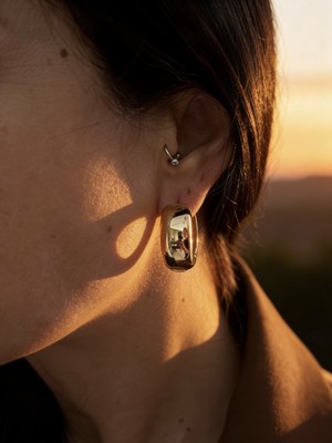 MonCherietr Harmony Pirinç Üzeri Altın Kaplama Halka Küpe