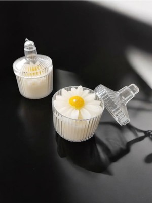 Bernami Şamdan Pinterest Mika Şekerlik Kutuda Papatya Detaylı Vanilya Kokulu Mum -2 Adet