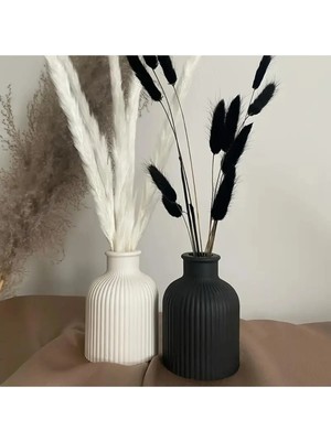 Bernami Biblo Pinterest 2 Li 11 cm Çizgili Siyah&beyaz Iskandinav Tarzı Bohem Vazo Pampas Vazosu Biblo Eşya